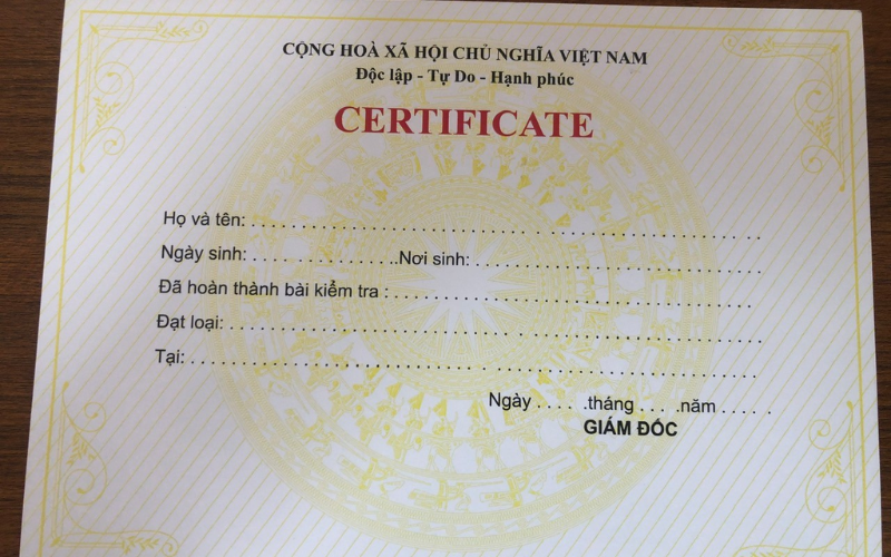Chứng nhận A2; B1; B2 của Trung tâm ngoại ngữ DREAM ENGLISH